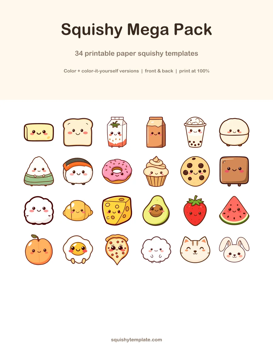 Printable squishy pack cover