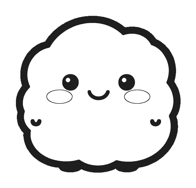 Marshmallow paper squishy template, black and white coloring version