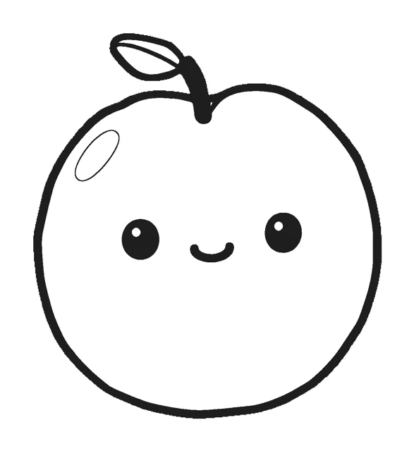 Peach paper squishy template, black and white coloring version