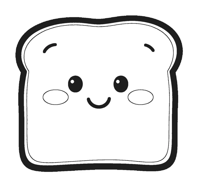 Slice of Toast paper squishy template, black and white coloring version