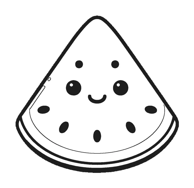 Watermelon Slice paper squishy template, black and white coloring version